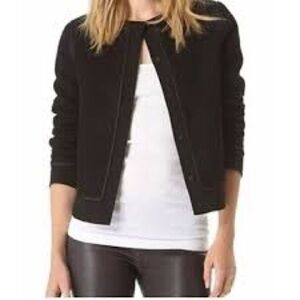 Vince women’s black paneled wool Boucle blazer jacket